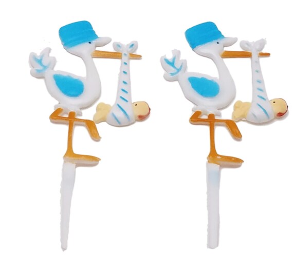 12 Plastic Stork Baby Shower Favors Appliques Picks 7 Etsy