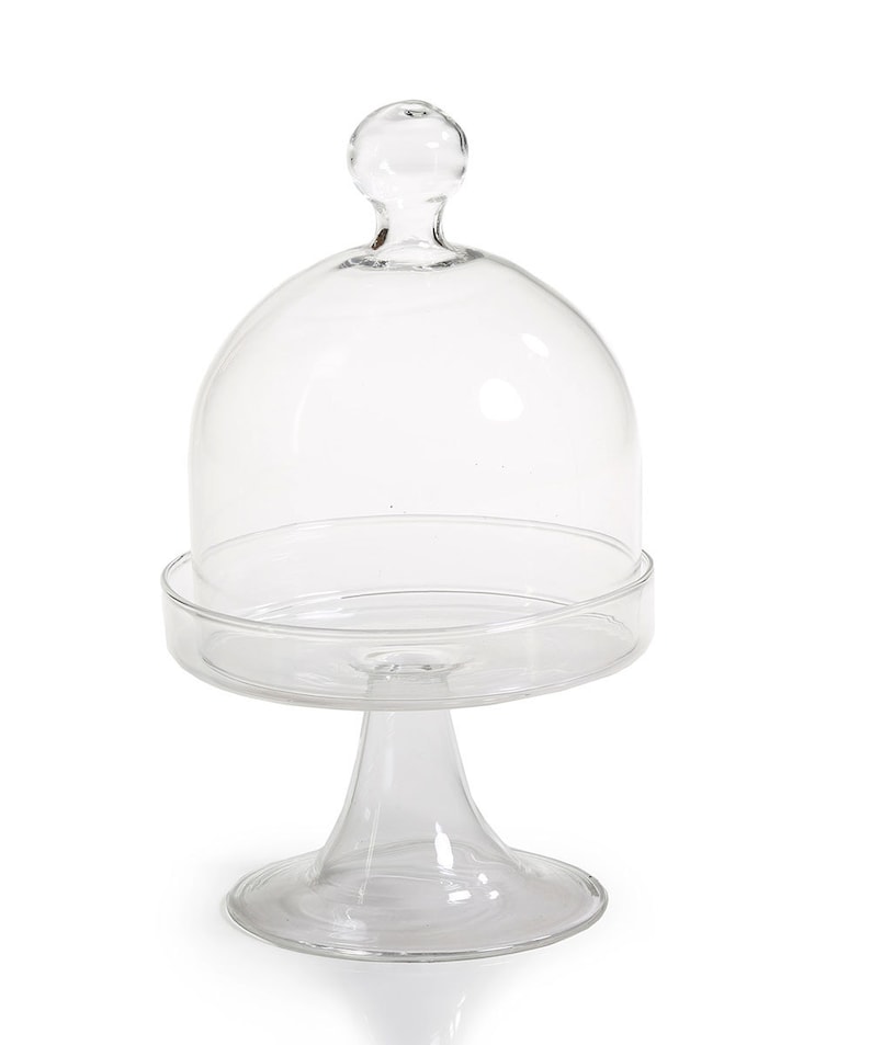 12 Miniature Plastic Clear Acrylic Cake Holder with Dome 2 x 2.5 party favors image 2