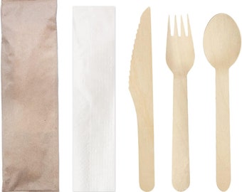 4 pc Wooden Cutlery - 50 Sets