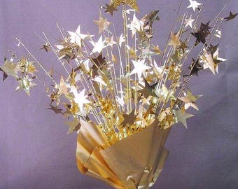 2 Metallic Gold Single large star Balloon Weights 15" Tall