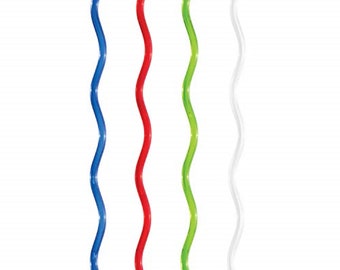 Wavy Plastic Stirrers, cocktail picks Assorted Colors fun drinking stirs 24 count 7 inches long