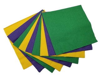 Beverage - Cocktails Napkins 2-Ply Paper Assorted Mardi Gras colors 48 pieces 5in x 5in (10 in x 10 in when open)