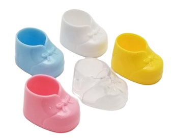 12 Small Plastic Baby Booties Shoes Candy Holders Decoration Favors 1.85"