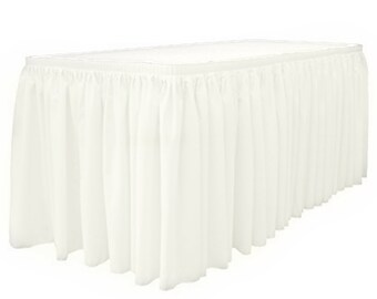 14' x 29"-White Linen Like Soft Table Skirt Non Woven-Polyester/Nylon Blend 1 pc