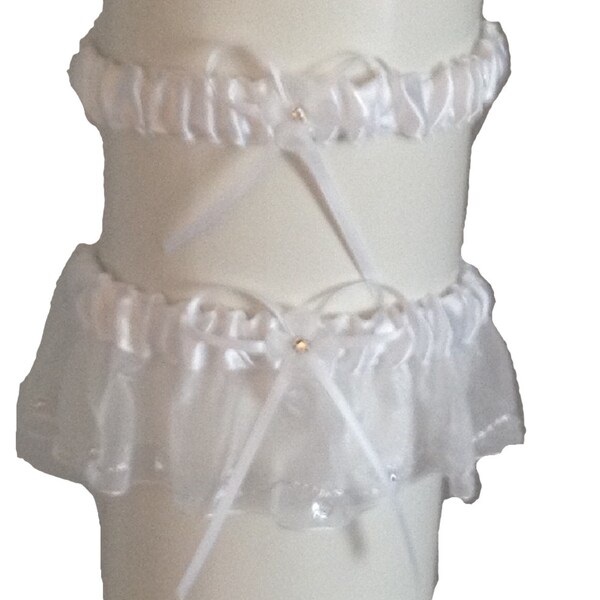 2 - 1 to keep 1 to throw Wedding or Prom Organza Garter with satin edge