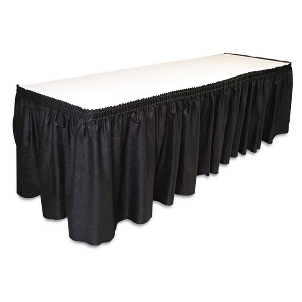 14' x 29"-Black Linen Like Soft Table Skirt Non Woven-Polyester/Nylon Blend 1 pc