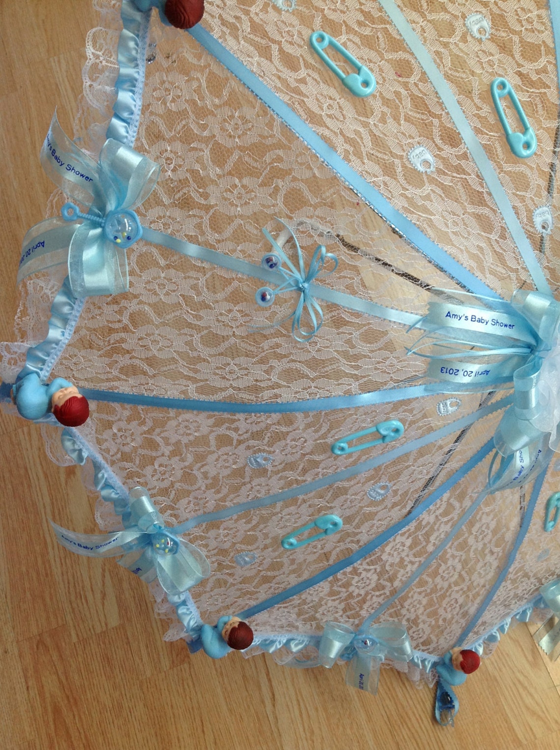 36 Personalized White Lace baby shower umbrella Blue or Etsy