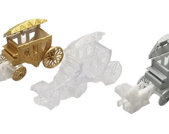 Cinderella Coach Wedding Carriage Favor Plastic 5.25" Horse & Carriage Favor (With Opening Carriage) (12 pieces)