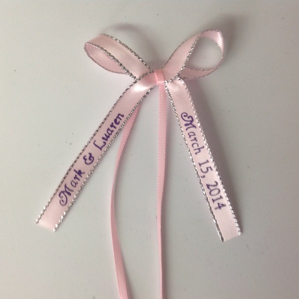 15 - 50 pieces Made Bows Personalized Ribbon 3/8" Satin  Party Wedding Baby Shower Favor