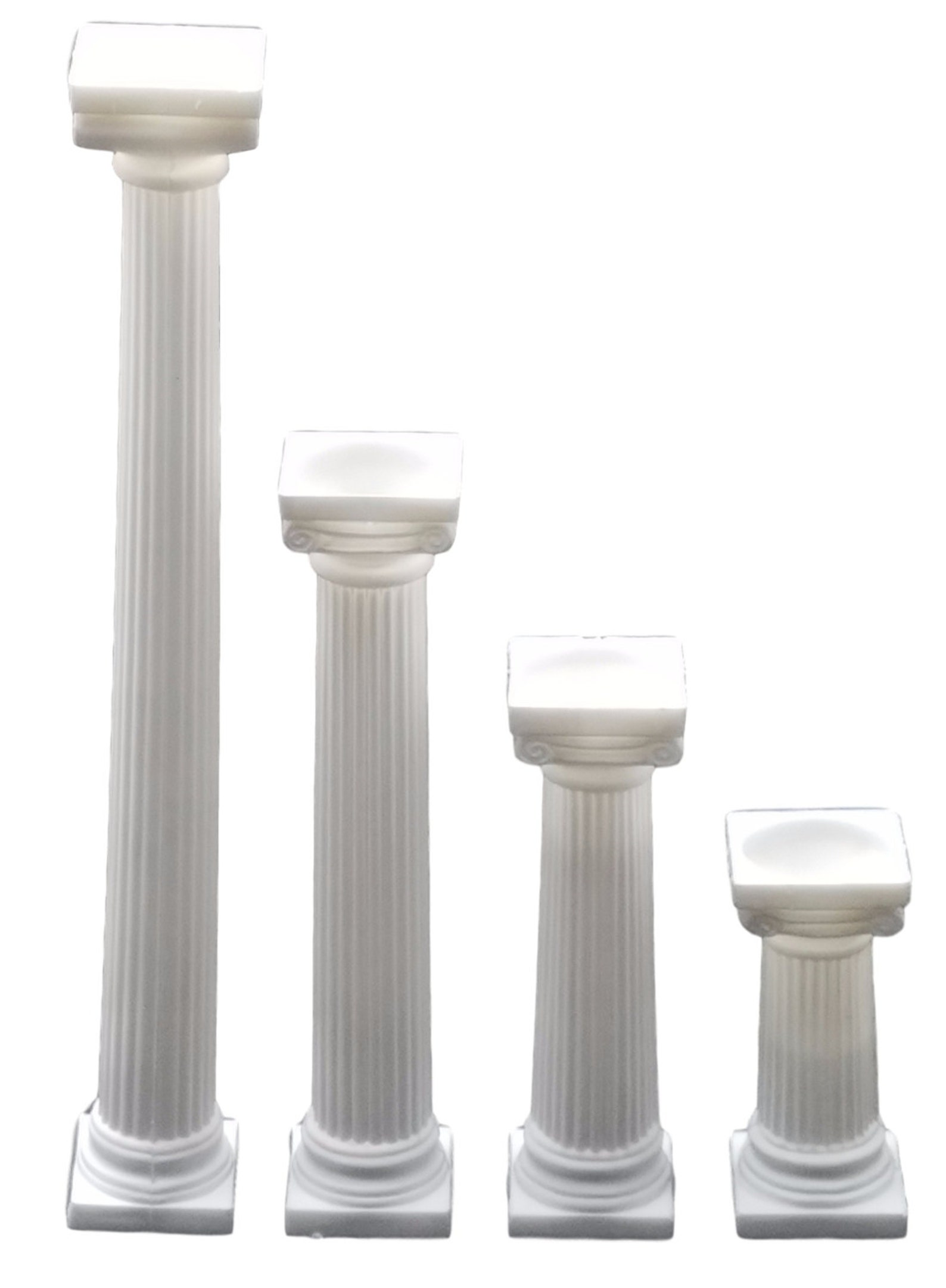 8 White Plastic Pillars Small Pedestals Stands 9 Inches Tall Etsy