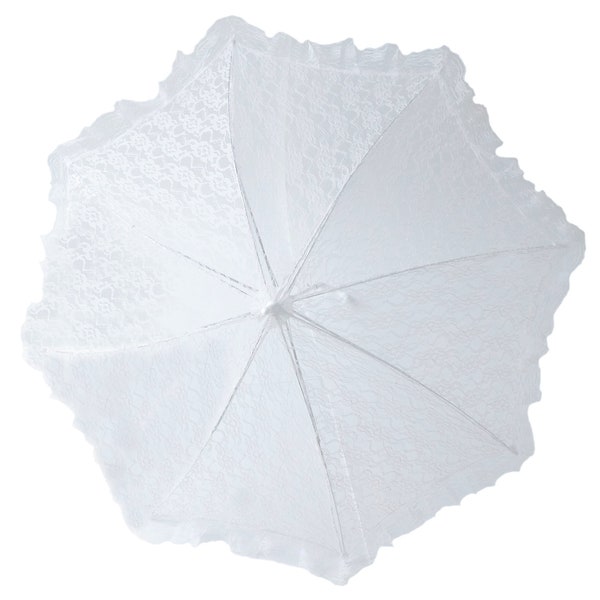 24" Lace baby or bridal shower umbrella white parasol