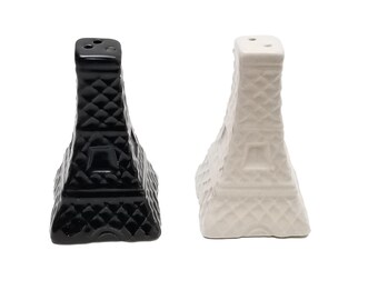 Eiffel Tower Salt and Pepper shaker black and white 3" tall - 2 sets (4 pieces)