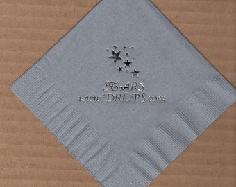 50 Stars logo beverage cocktail personalized napkins wedding engagement anniversary birthday holiday special event