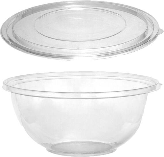 SOFT Plastic 320-ounce Serving Catering Bowls, Clear With Clear Lids, Set  of 2 15in X 15in X 6in 2 Bowls and 2 Covers 