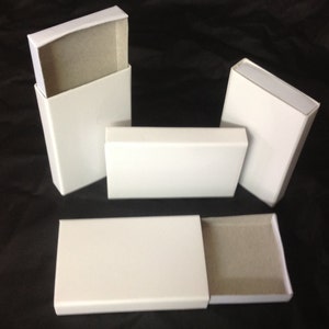 25 Plain white 2.5" cardboard slide tray wooden match type candy storage favor boxes