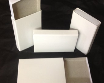 25 Plain white 2.5" cardboard slide tray wooden match type candy storage favor boxes