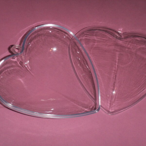 12 Clear Plastic Ball HEART SHAPED fillable Ornament favor 3.0" 80mm