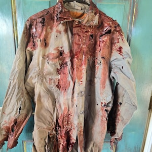 Weathered/distressed post-apocalyptic button up collard shirt