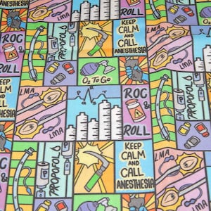 ANESTHESIA themed surgical scrub caps