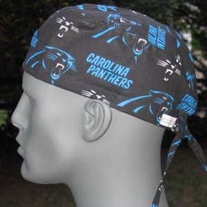 NFL Carolina Panthers surgical scrub caps for men and women.