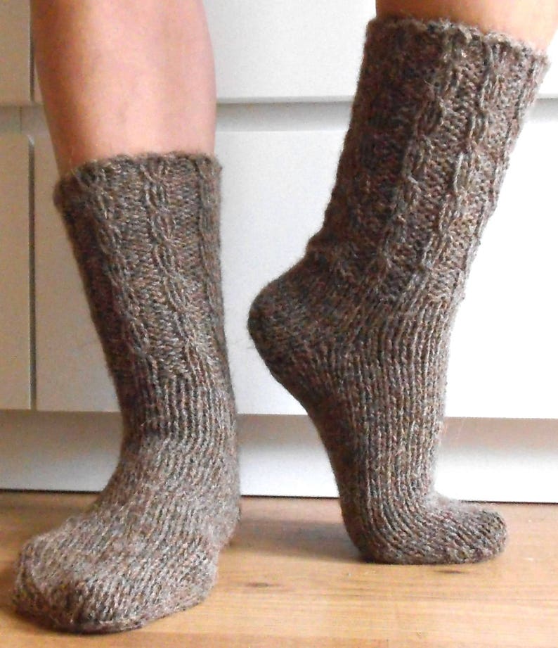 Men/'s Wool Socks In Color Coffee with Milk Pure Sheep Wool Yarn Hand Knitted Wool Socks. Soft and Comfy