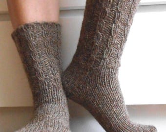Men's Wool Socks In Color "Coffee with Milk". Pure Sheep Wool Yarn. Soft and Comfy. Hand Knitted Wool Socks.