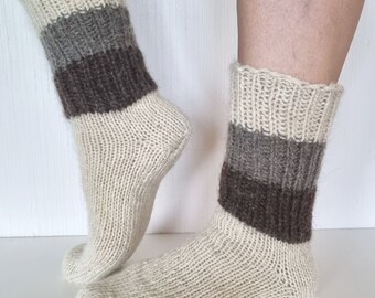 Hand Knitted Wool Socks. Pure Sheep Wool Yarn. Women's Wool Socks. Men's Wool Socks. Soft and Comfy.