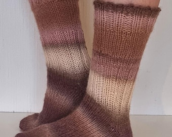 Hand Knitted Wool Socks: Soft, Comfy, Striped