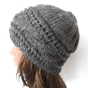 Wool Hat In Gray. Hand Knitted Hat. Winter Women Hat.
