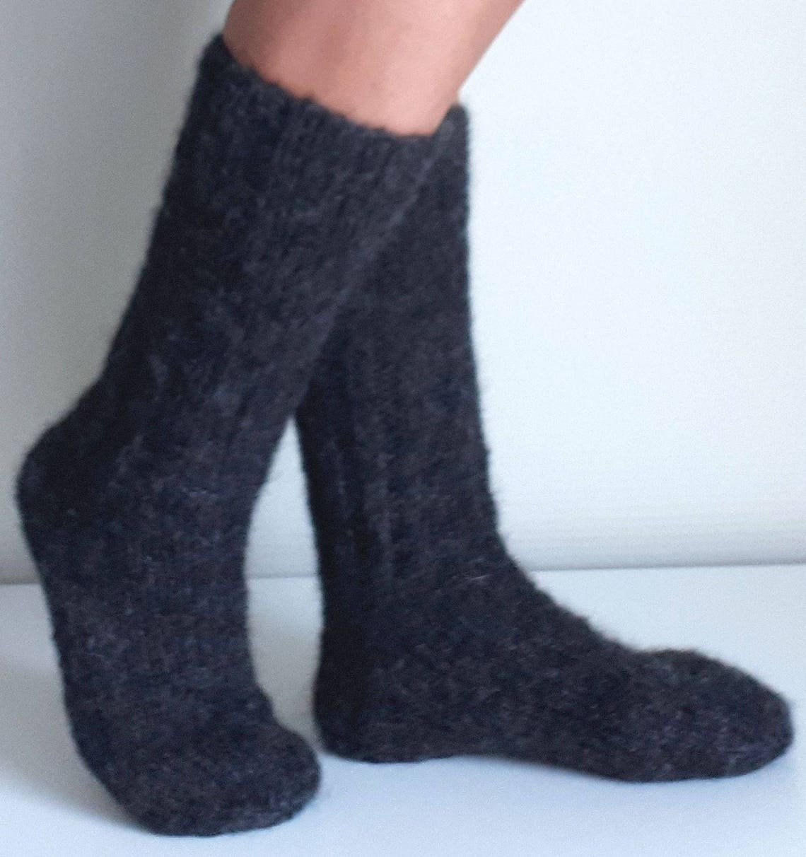Dark Grey Angora Socks. Pure Angora Wool Yarn. Soft and Comfy. Etsy