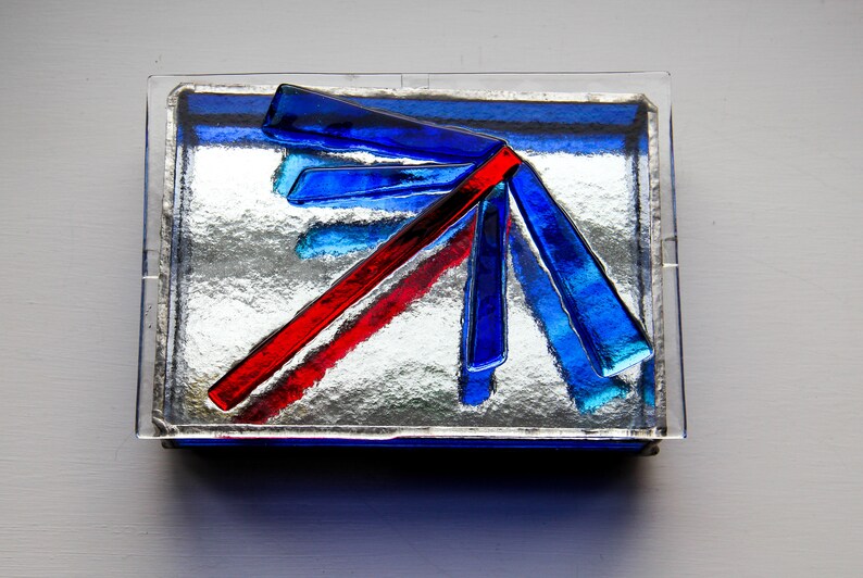 Stylised Dragonfly Fused Glass Trinket Box Jewellery Keepsake Mirrored Gift Present Handmade