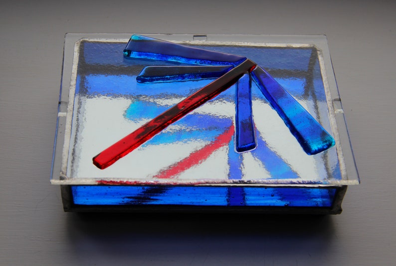 Stylised Dragonfly Fused Glass Trinket Box Jewellery Keepsake Mirrored Gift Present Handmade