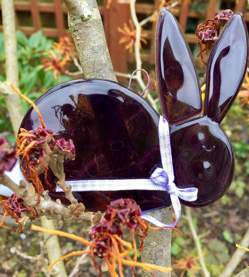 Fused Glass Rabbit / Bunny Sun Catcher Gift / Present / Etsy