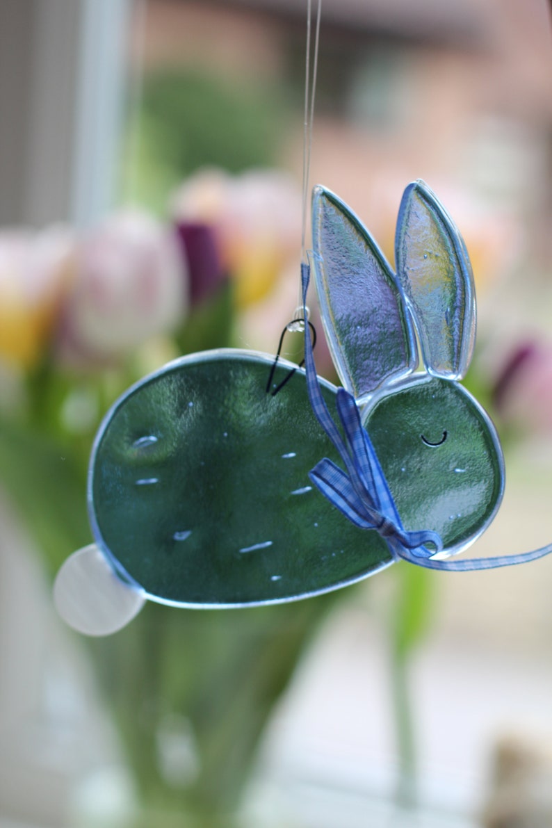 Fused Glass Rabbit / Bunny Sun Catcher Gift / Present / Etsy UK