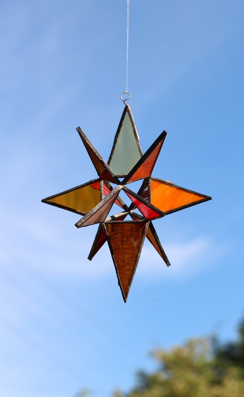 Gift Present Handmade Stained Glass Moravian Star Sun-catcher
