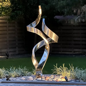 Garden Abstract Sculpture, High Polish Stainless Steel Metal Art, Large Outdoor Statue, Modern Yard Artwork, Swallowtail