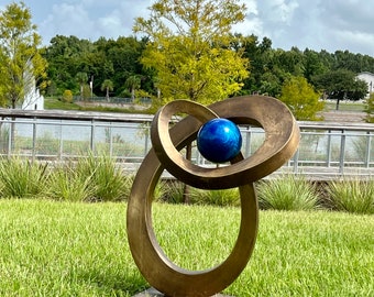 Brass Outdoor Sculpture, Large Abstract Garden Art, Custom Metal Artwork (Continuous Loops)