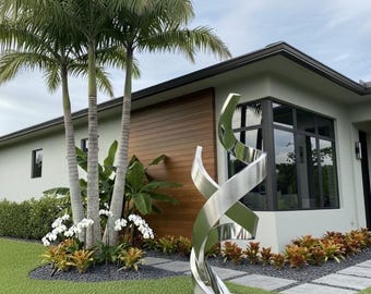 High Polished Modern Sculpture, Handcrafted Garden Artwork, Stainless Steel Statue (Intertwine)