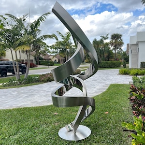 Large Abstract Sculpture, Garden Statue, High Polished Stainless Steel Artwork, Metal art