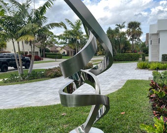 Large Abstract Sculpture, Garden Statue, High Polished Stainless Steel Artwork, Metal art