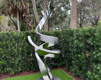 Large Abstract Sculpture, Garden Statue, High Polished Stainless Steel Artwork, Metal art