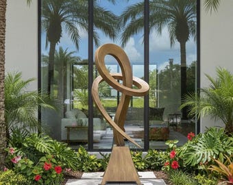 Brass Handcrafted Sculpture, Outdoor Metal Art, Abstract Statue, Luxury Antique Home Decor (Uncoil)