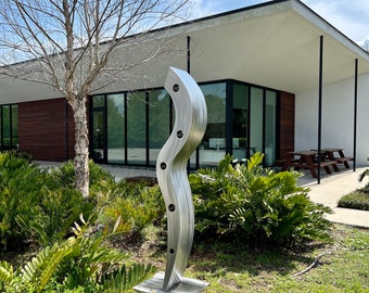Something Earthy (stainless steel sculpture, outdoor statue, yard art, poolside decor, lawn statue)