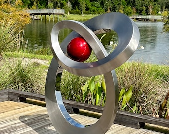 Military Grade Stainless Steel, Satin Finish Sculpture, Interior or Exterior Artwork (Continuous Loops)