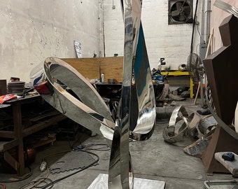 Large Stainless Steel Möbius Sculpture, High Polish Abstract Art, Metal Art for the yard