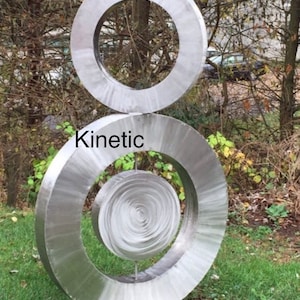 Kinetic Stainless Steel Sculpture, Handmade Outdoor Art, Large Abstract Infinity Symbol (Eight)