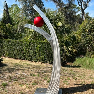 Large Yard Art, Modern Patio Decor, Powder Coated Sculpture, Split Ends