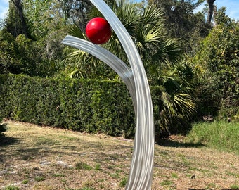 Large Yard Art, Modern Patio Decor, Powder Coated Sculpture, Split Ends