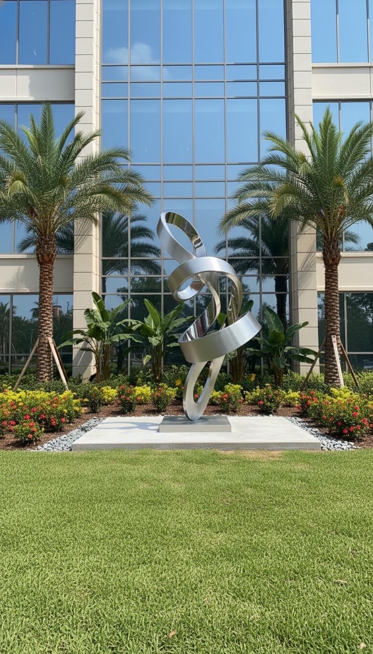 Large Abstract Sculpture, Garden Statue, High Polished Stainless Steel ...