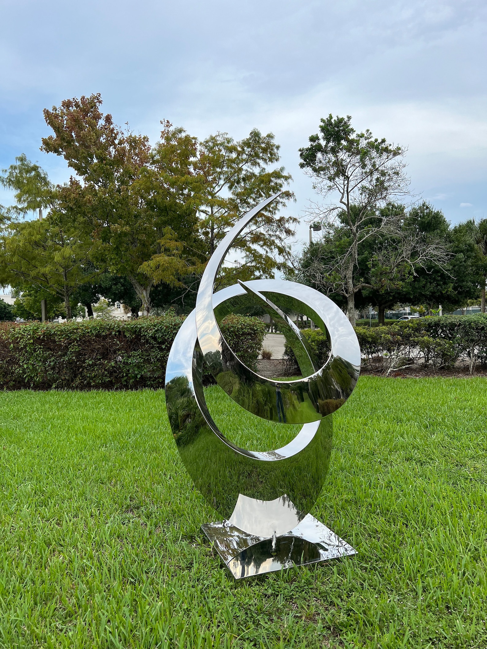 Outdoor Space with the Crescent 2 Moon Sculpture